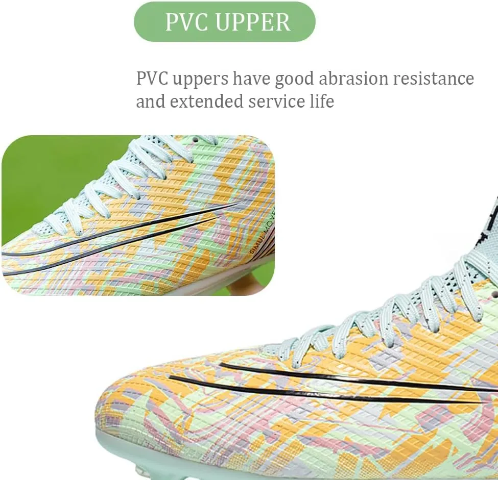 GEXECEUSS Men's Lightweight Football Cleats for Training: Boys High-Top Soccer Boots for Outdoor - Youth Professional Futsal Shoes