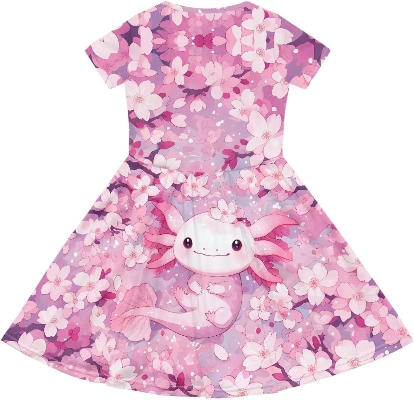 Girls Dresses Size 2-14 Kids Summer Short Sleeve Beach Dresses Casual Midi Dress Crewneck A Line