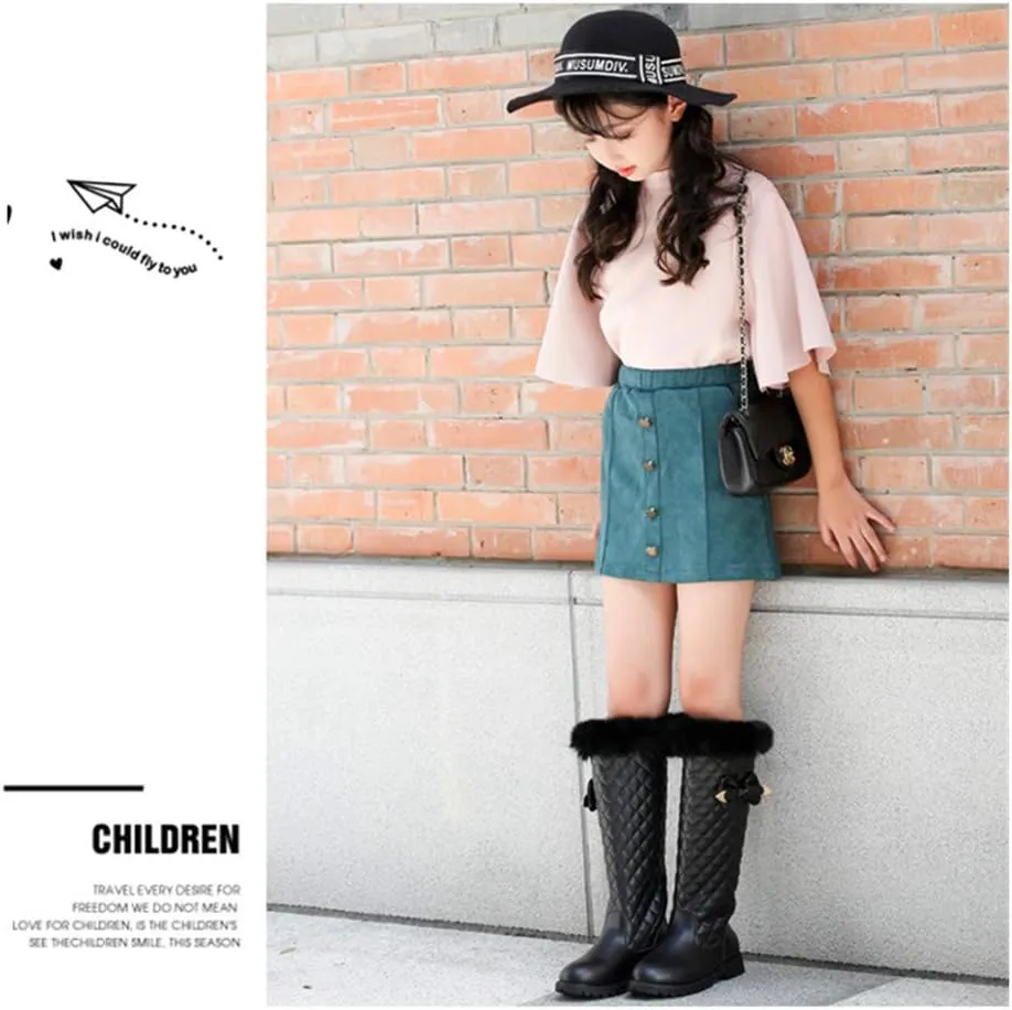 Girls Knee High Boots Genuine Leather Snow Boots Girls Winter Boots Kids