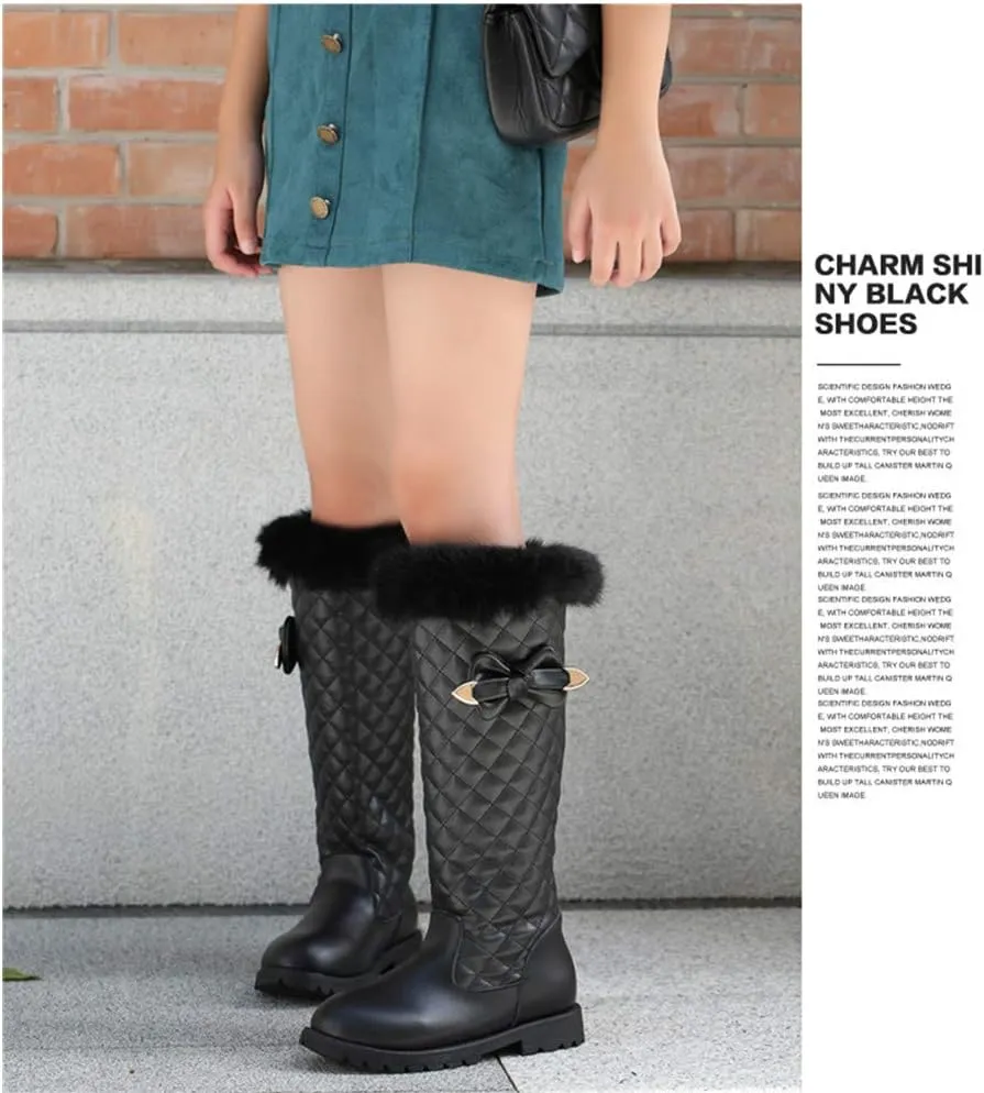 Girls Knee High Boots Genuine Leather Snow Boots Girls Winter Boots Kids