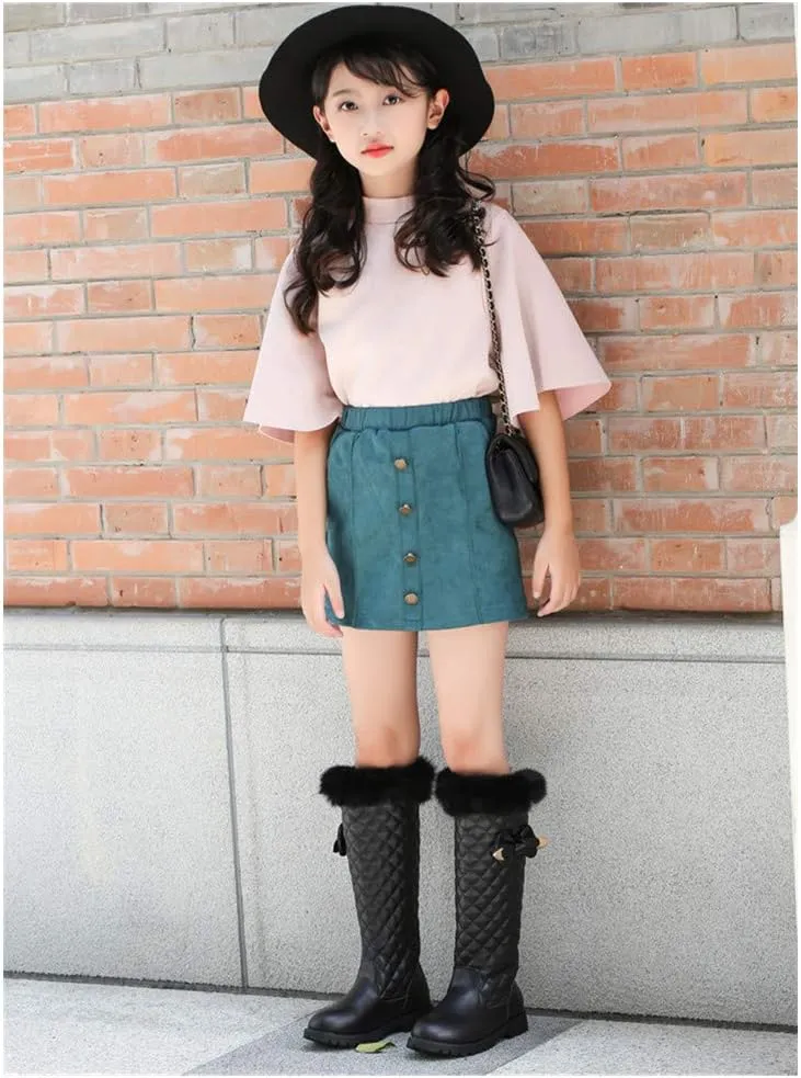 Girls Knee High Boots Genuine Leather Snow Boots Girls Winter Boots Kids