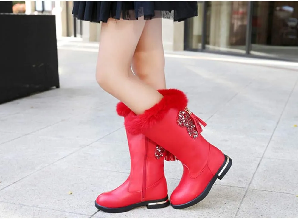 Girls Knee High Boots Genuine Leather Snow Boots Girls Winter Boots Kids