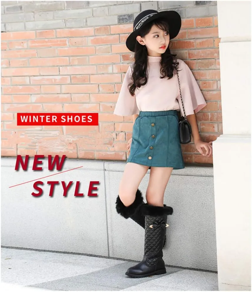 Girls Knee High Boots Genuine Leather Snow Boots Girls Winter Boots Kids