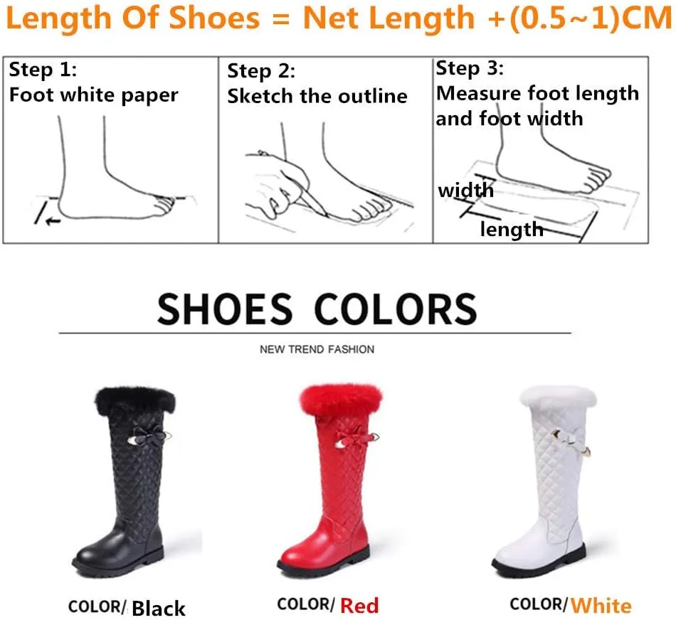 Girls Knee High Boots Genuine Leather Snow Boots Girls Winter Boots Kids