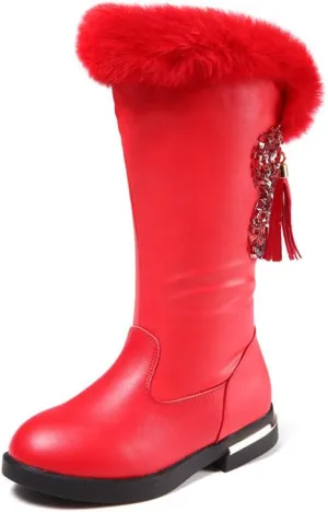 Girls Knee High Boots Genuine Leather Snow Boots Girls Winter Boots Kids