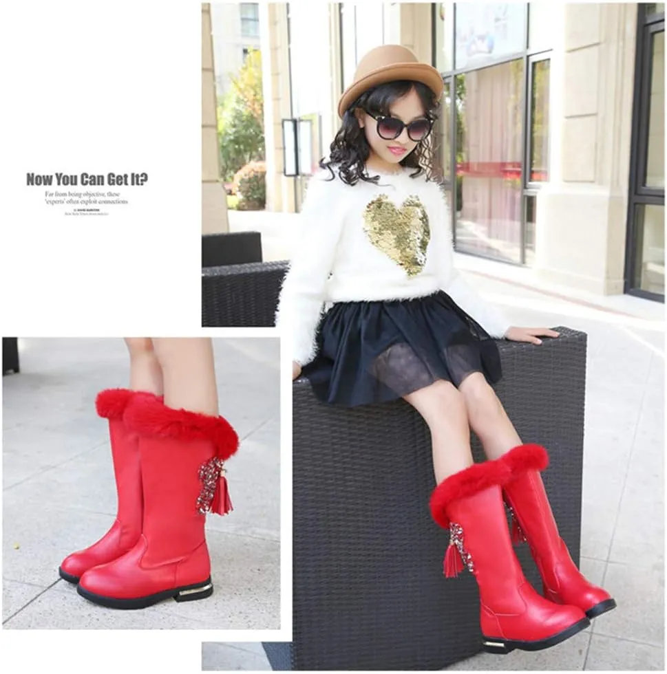 Girls Knee High Boots Genuine Leather Snow Boots Girls Winter Boots Kids