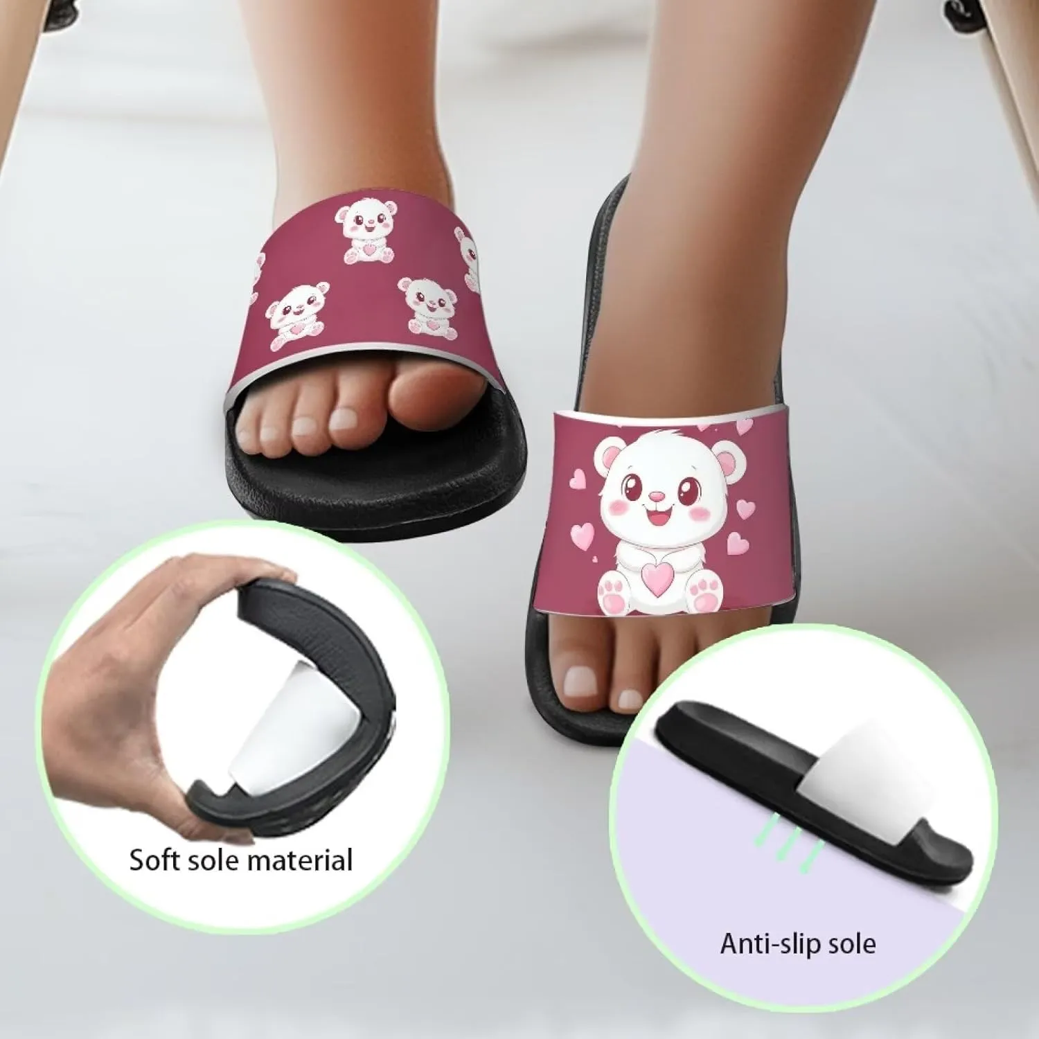 Girls Waterproof Sandals Non Slip Shower Shoes with Quick-Dry Design