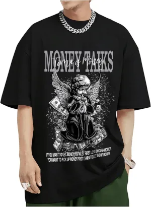 GORGLITTER Men's Letter Graphic Print T Shirts Round Neck Short Sleeve Loose Tee Tops