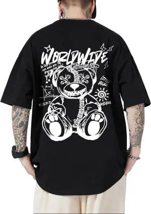 GORGLITTER Men's Letter Graphic Print T Shirts Round Neck Short Sleeve Loose Tee Tops