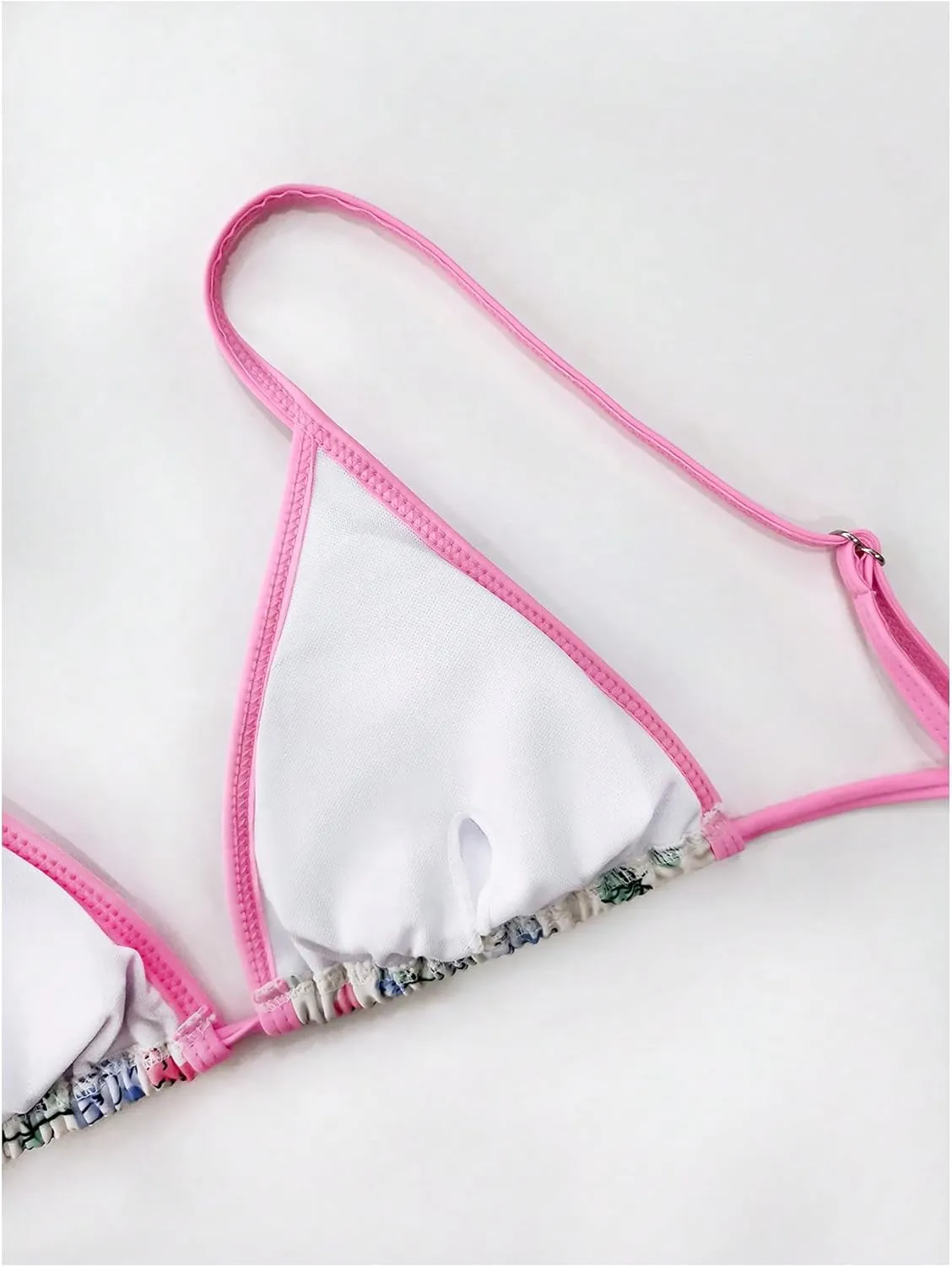 GORGLITTER Women's 2 Piece Floral Boho Swimsuit Contrast Binding Triangle Top Hipster Bikini Set