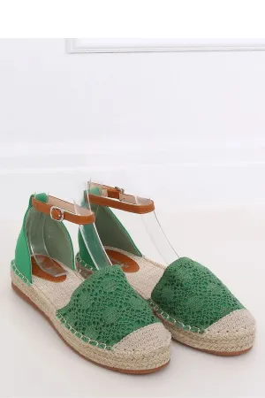 Green Crochet Lace Flatform Espadrilles with Ankle Strap and Jute Sole