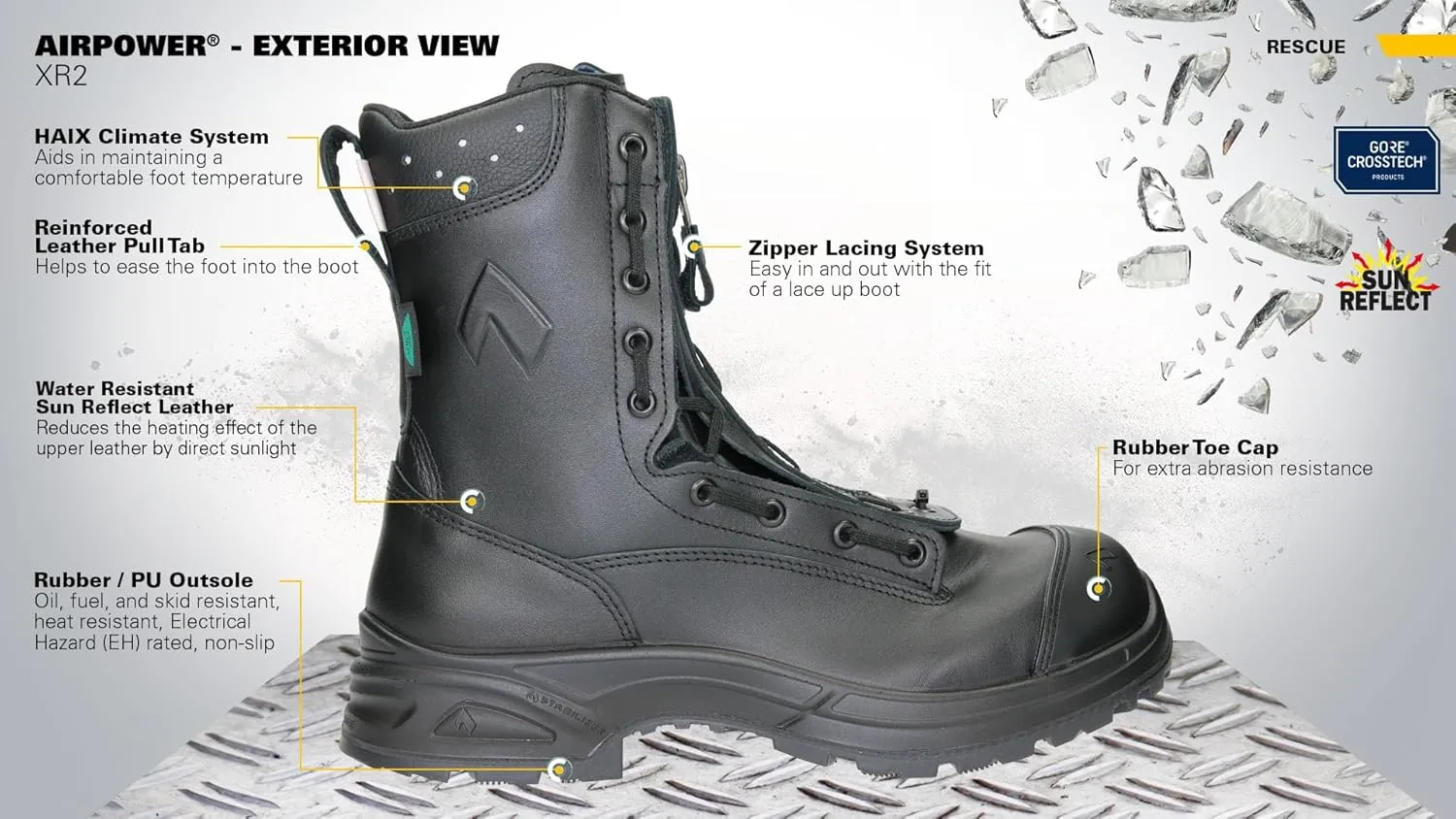 HAIX Airpower XR2 Composite-Toed Lightweight Puncture-Resistant Waterproof EMS and EMT Leather Working Boots with Durable Soles