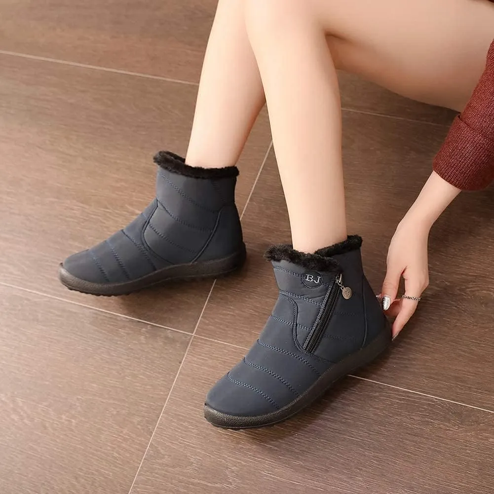 HAVINA Womens Warm Snow Boots Outdoor Fur Lining Winter Shoes Anti-Slip Lightweight Ankle Bootie