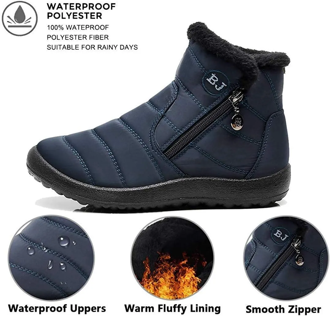 HAVINA Womens Warm Snow Boots Outdoor Fur Lining Winter Shoes Anti-Slip Lightweight Ankle Bootie