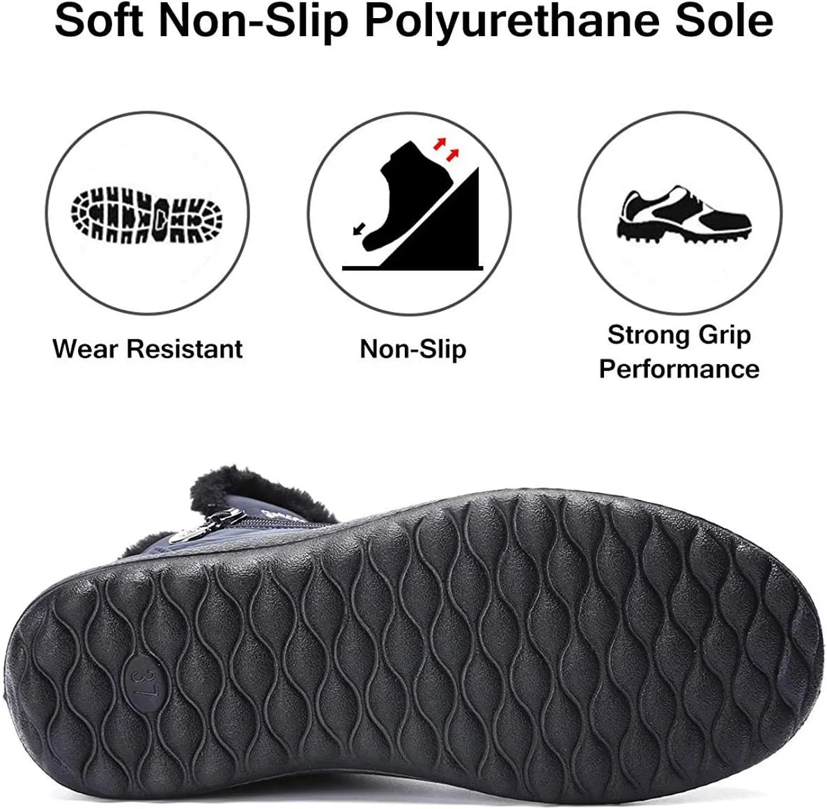 HAVINA Womens Warm Snow Boots Outdoor Fur Lining Winter Shoes Anti-Slip Lightweight Ankle Bootie
