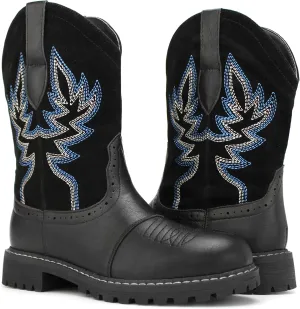 Hawkwell Women's Mid Calf Western Cowboy Cowgirl Boot Round Toe Embroidered Fashion Boots