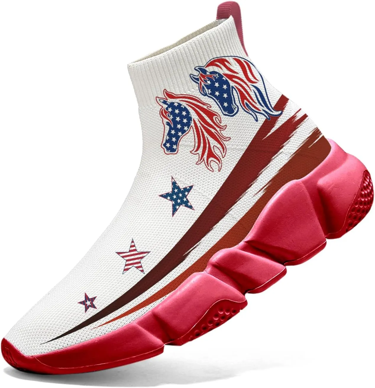Hetios Men’s Graffiti Shoes July Fourth - Sock Sneakers Slip on Athletic Running Shoe Plus Size 7-15