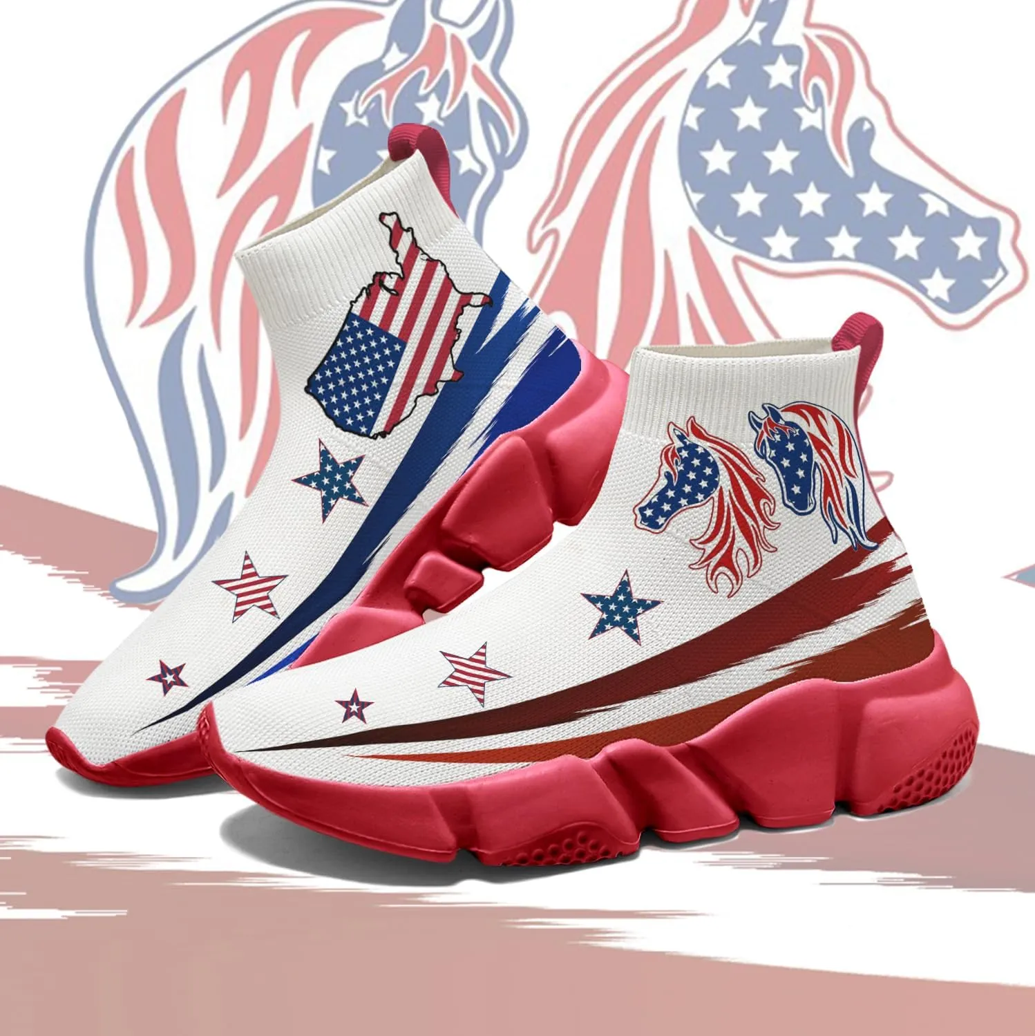 Hetios Men’s Graffiti Shoes July Fourth - Sock Sneakers Slip on Athletic Running Shoe Plus Size 7-15