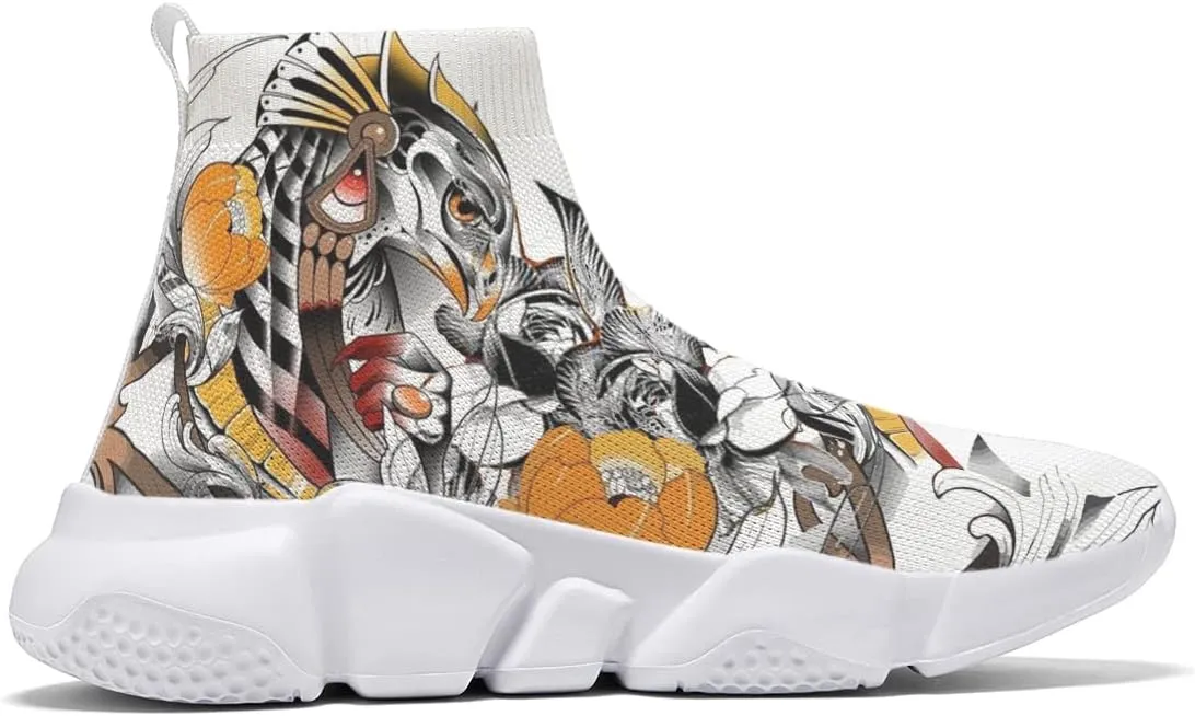 Hetios Mens Graffiti Sneakers - Tennis Sock Shoes Casual Walk Outdoor Sport Running Antiskid Plus Size 7 to 15