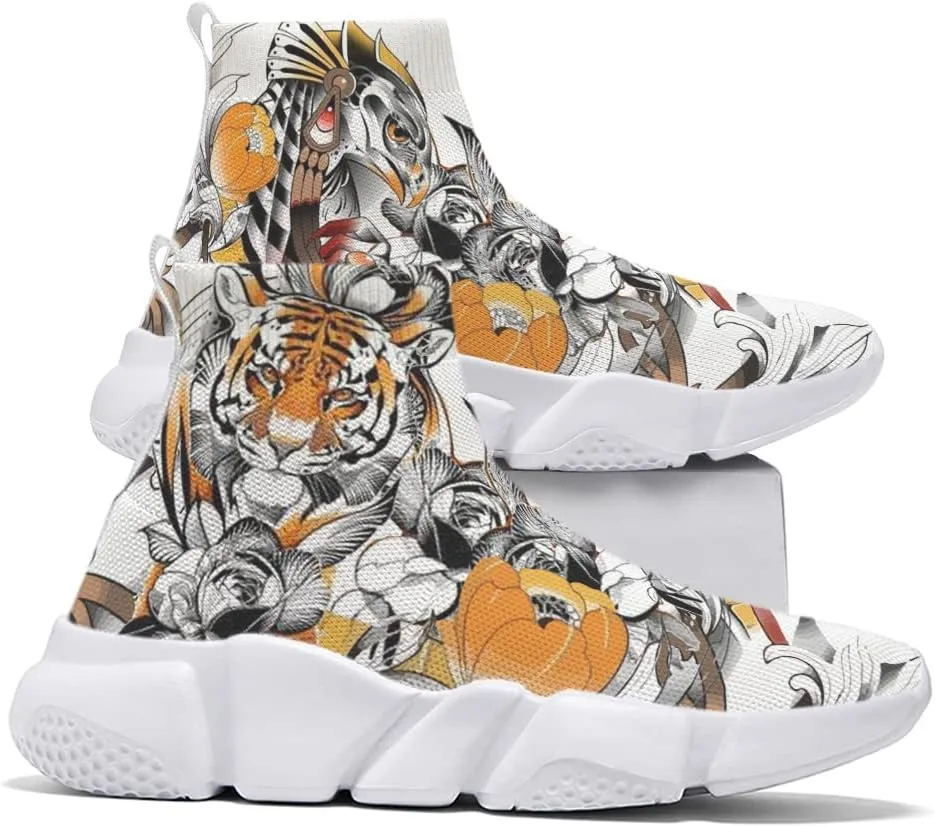 Hetios Mens Graffiti Sneakers - Tennis Sock Shoes Casual Walk Outdoor Sport Running Antiskid Plus Size 7 to 15