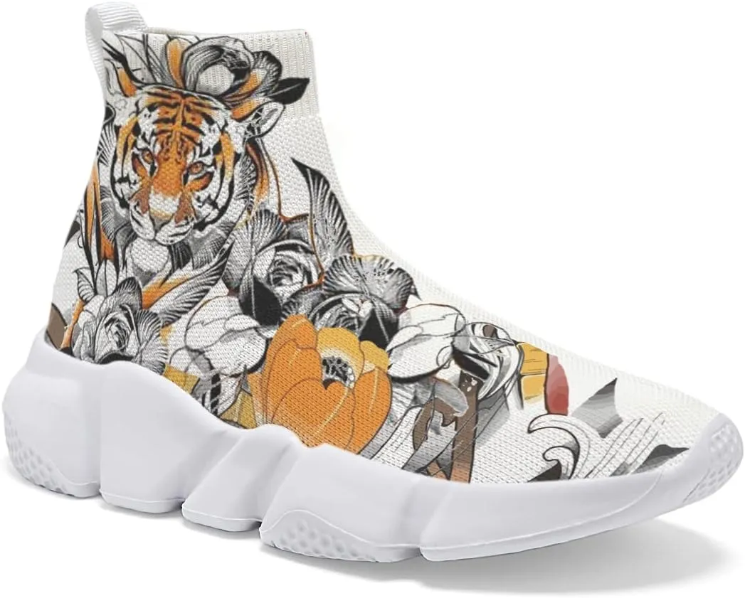Hetios Mens Graffiti Sneakers - Tennis Sock Shoes Casual Walk Outdoor Sport Running Antiskid Plus Size 7 to 15