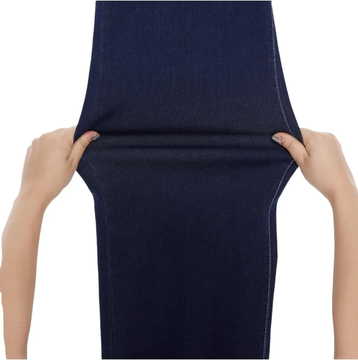 High Waist Stretchy Wide Leg Jeans for Women Basic Straight Denim Pants Raw Hem Underwear Trouser