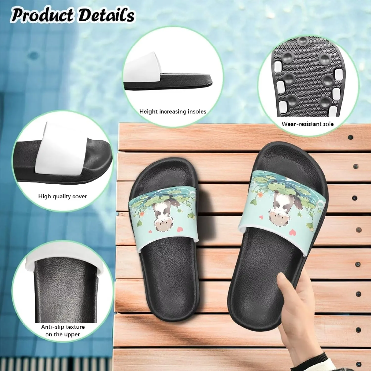 Howilath Kids Slide Sandal Non-Slip Open Toe Slippers Quick Dry Beach Shoes Unisex Child Summer Sandals