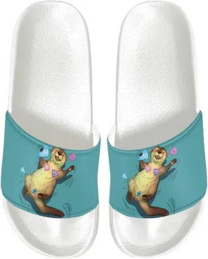 HUGS IDEA Women's Open Toe Slide Sandals Summer Slip-on House Shoes Anti-slip Beach Spa Flip Flops