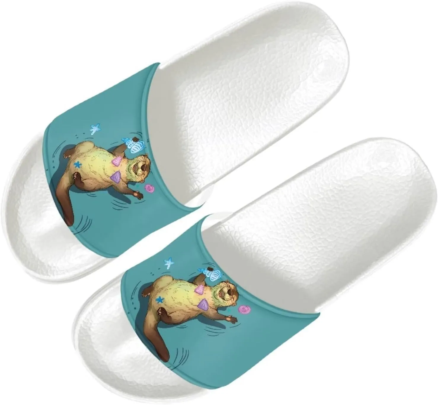 HUGS IDEA Women's Open Toe Slide Sandals Summer Slip-on House Shoes Anti-slip Beach Spa Flip Flops
