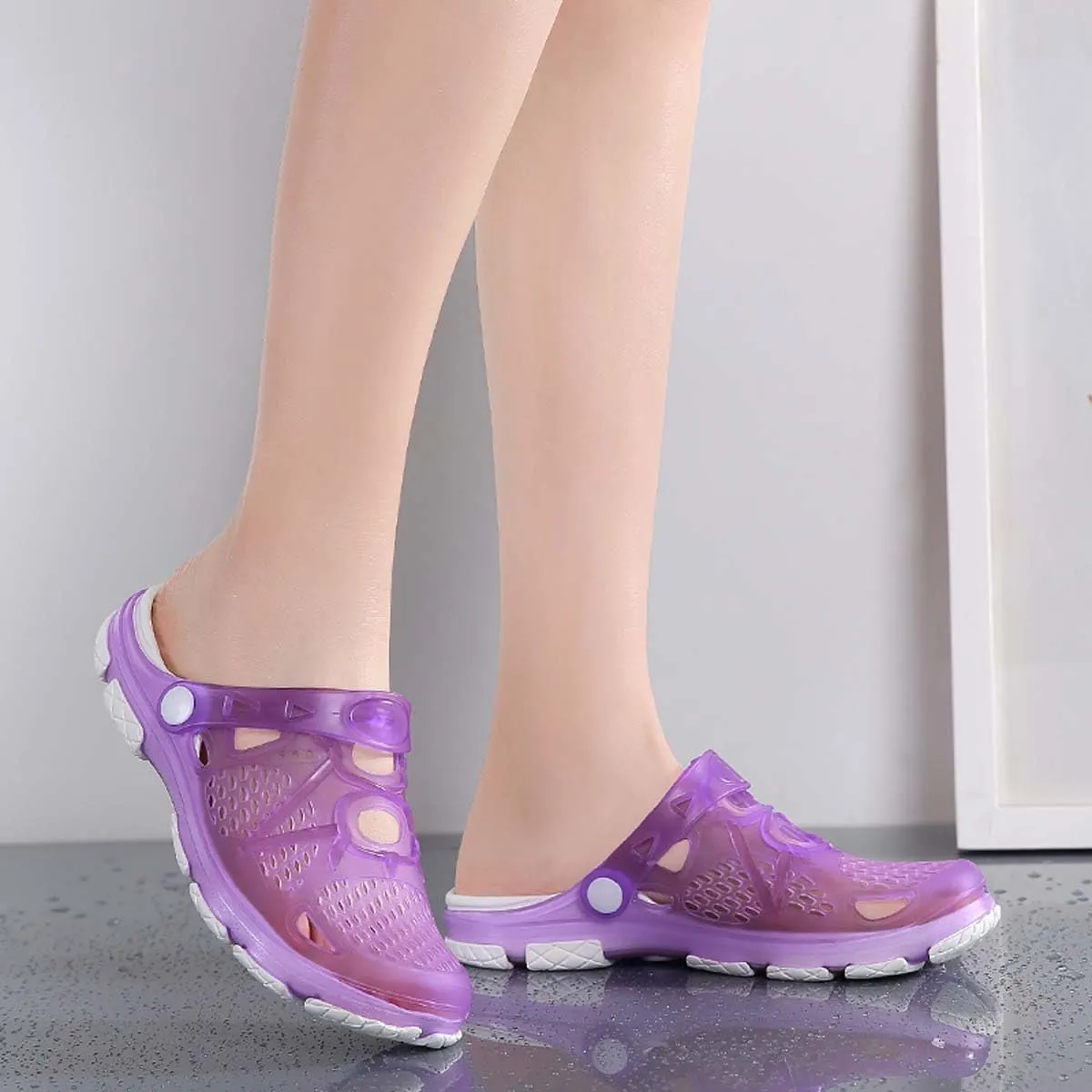 HYDLONGR Men's Women's Comfortable Non-Slip Garden Sandals Quick-Qrying Beach Slippers Breathable Clogs Shoes