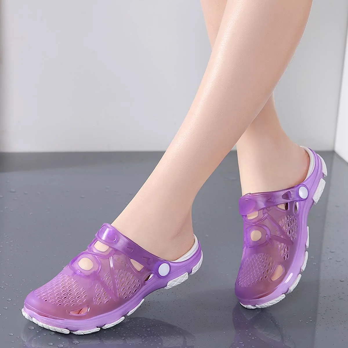 HYDLONGR Men's Women's Comfortable Non-Slip Garden Sandals Quick-Qrying Beach Slippers Breathable Clogs Shoes