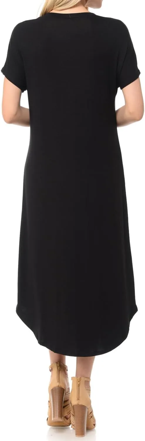 iconic luxe Women's A Line Short Sleeve T Shirt Midi Dress Summer Casual