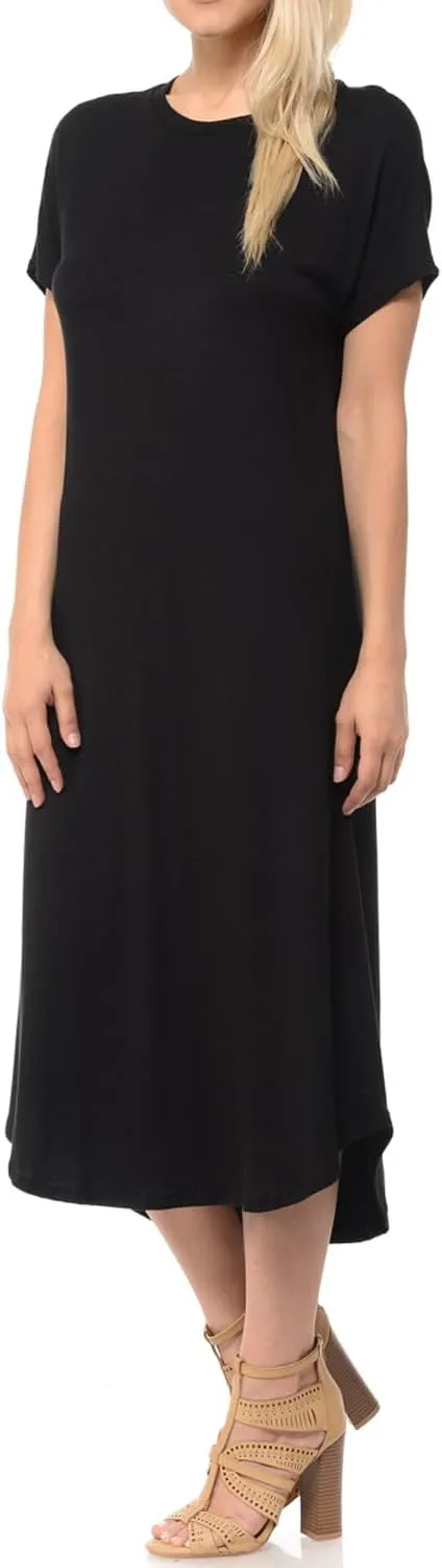 iconic luxe Women's A Line Short Sleeve T Shirt Midi Dress Summer Casual