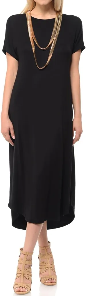 iconic luxe Women's A Line Short Sleeve T Shirt Midi Dress Summer Casual