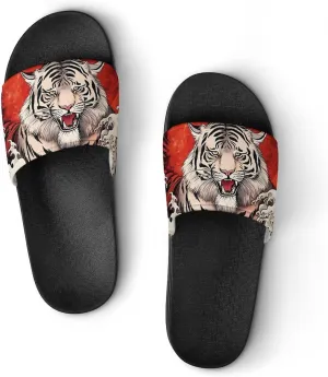 Japanese Cool Tiger Wave Non Slip Slides Sandals for Women Men Quick Drying Shower Shoes for Bathroom Pool Beach