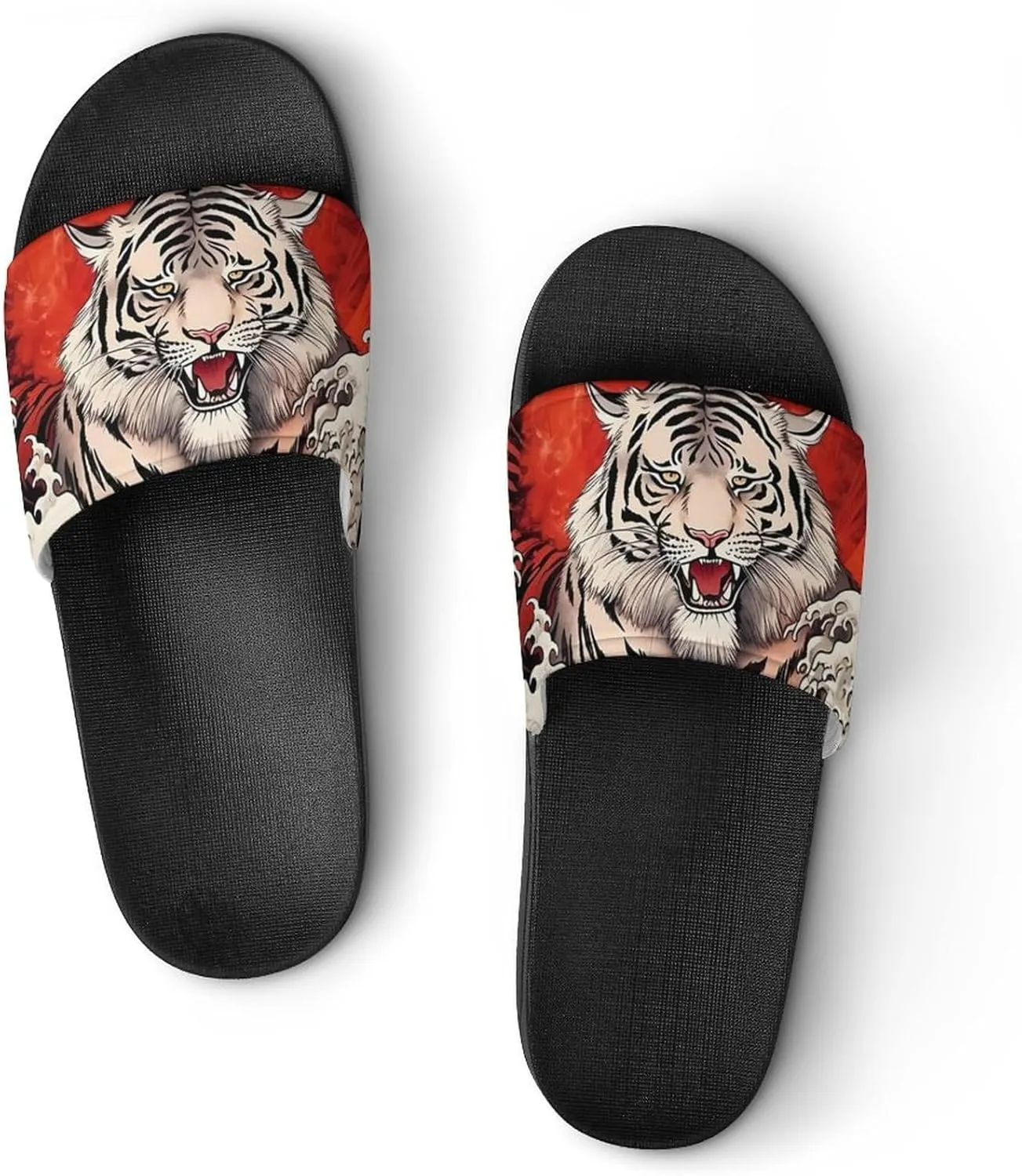 Japanese Cool Tiger Wave Non Slip Slides Sandals for Women Men Quick Drying Shower Shoes for Bathroom Pool Beach