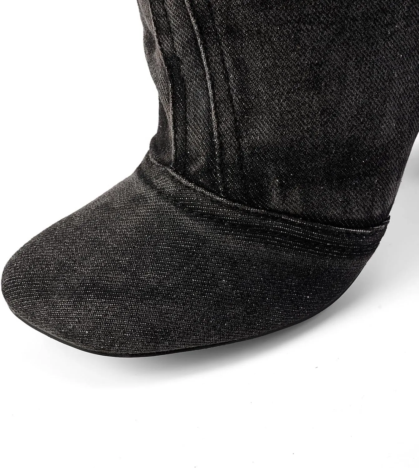 Jeans Boots for Women High Heels Square Toe Ankle Short Denim Booties Retro Cowboy Cowgirl with Zipper Fashion Casual Shoes