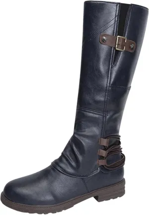 JEGULV Chunky Platform Boots for Women, Square Toe Shoes Lace up Zip High Heel Booties Combat Wedge Ankle Boots