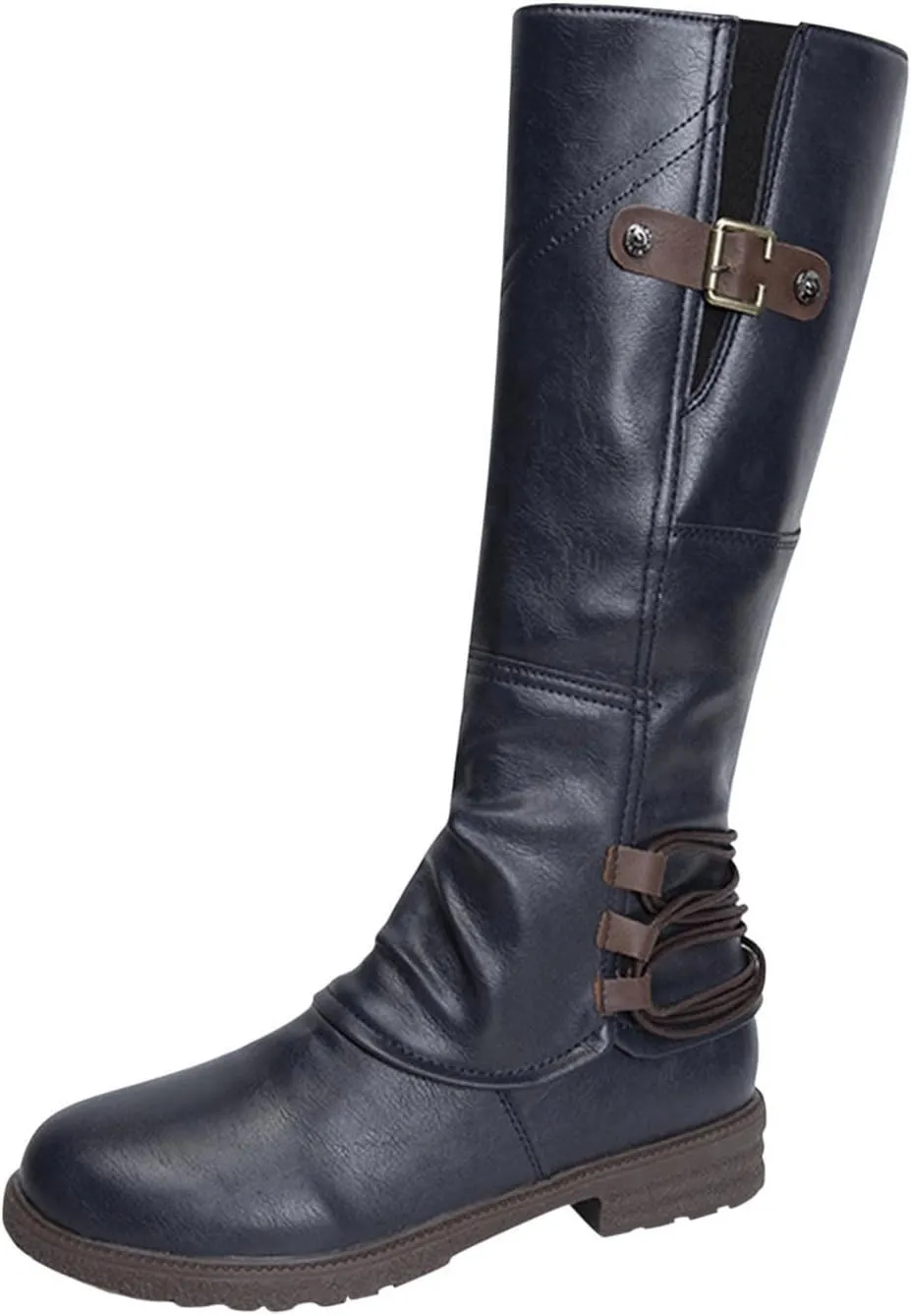 JEGULV Chunky Platform Boots for Women, Square Toe Shoes Lace up Zip High Heel Booties Combat Wedge Ankle Boots