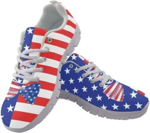 Jeiento American Flag Shoes Men's Fashion Sneaker Sports Running Shoes Causal Travel Walking Flat Shoe Breathable