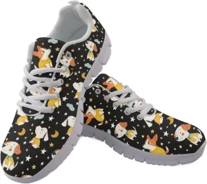 Jeiento Unisex Outdoor Running Shoes - White With Multicolor - Women, Men, Teenager - Non Slip, Breathable, Flexible - Running, Workouts - Casual, Spring, Summer, Fall