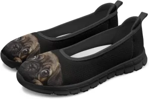 Jeiento Women's Slip On Loafers Mesh Tennis Shoes Dog Theme Footwear Comfortable Lightweight Fashion Sneakers Running Shoes