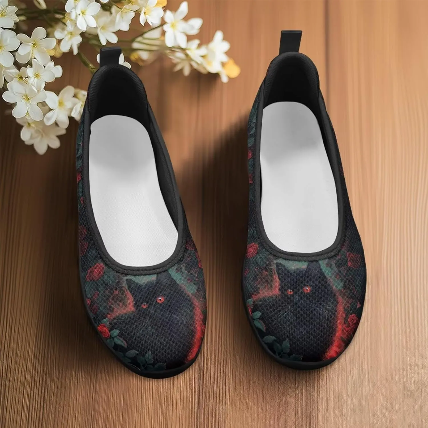 Jeiento Women's Slip On Loafers Mesh Tennis Shoes Dog Theme Footwear Comfortable Lightweight Fashion Sneakers Running Shoes