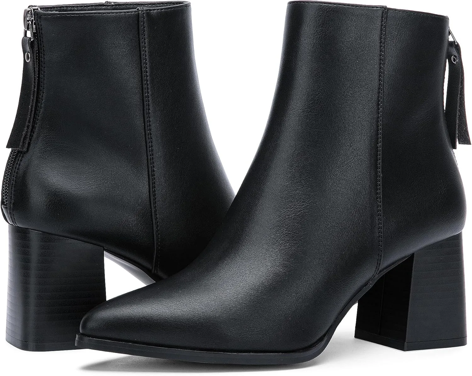 Jeossy Women's Chunky Heeled Ankle Boots, Pointed Toe Stacked Block Heel Booties
