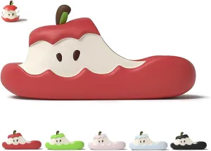 Jfxgjuv Apples Slippers for Women Men, 3D Cute Cartoon Apples Shaped Fruit Slides Summer Non-Slip Beach Sandals Shower Shoes