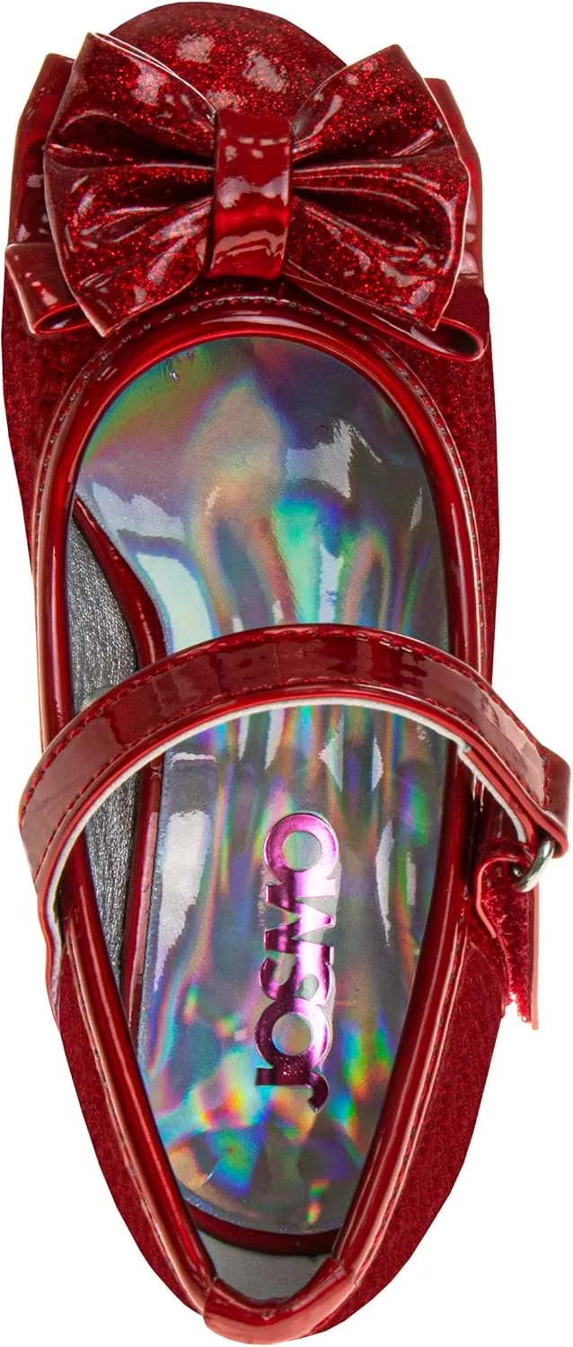 Josmo Girls Sparkly Dress Bow Sandals - Formal Party Wear Shoes