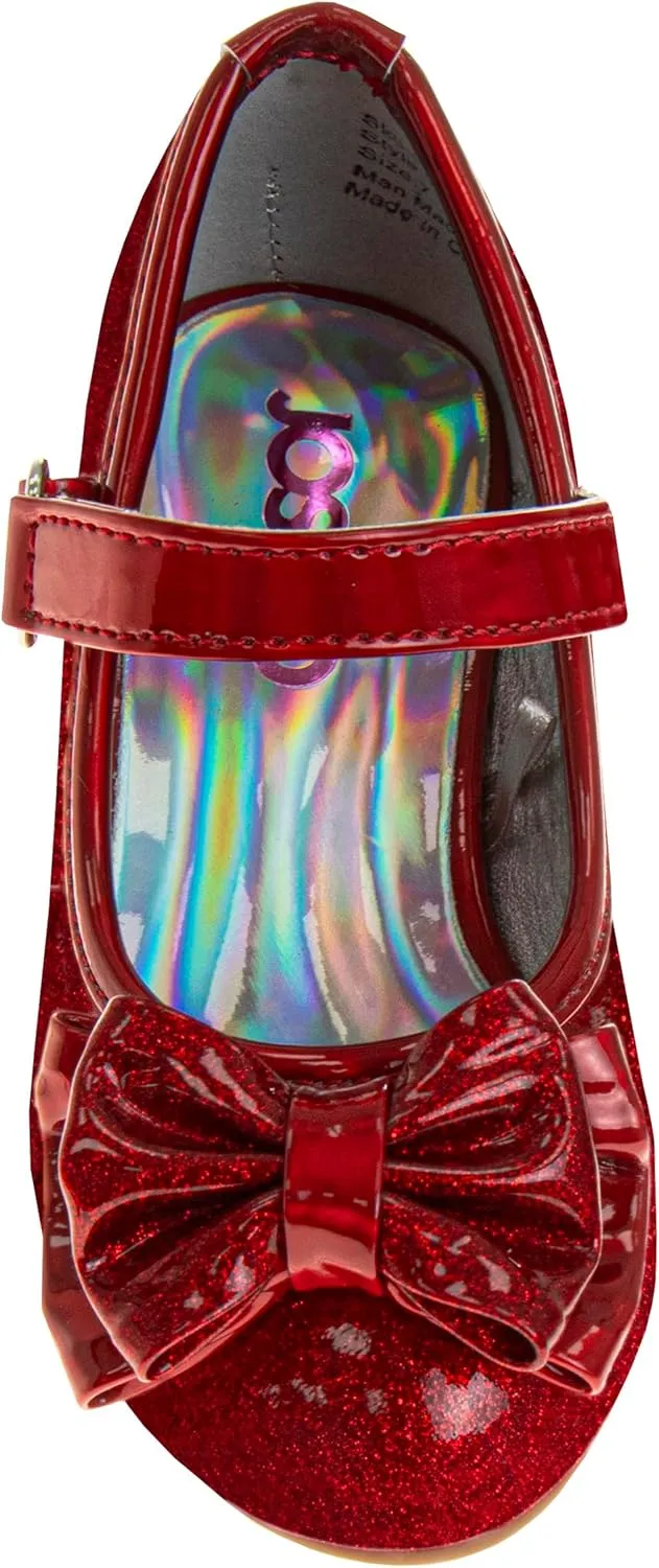 Josmo Girls Sparkly Dress Bow Sandals - Formal Party Wear Shoes