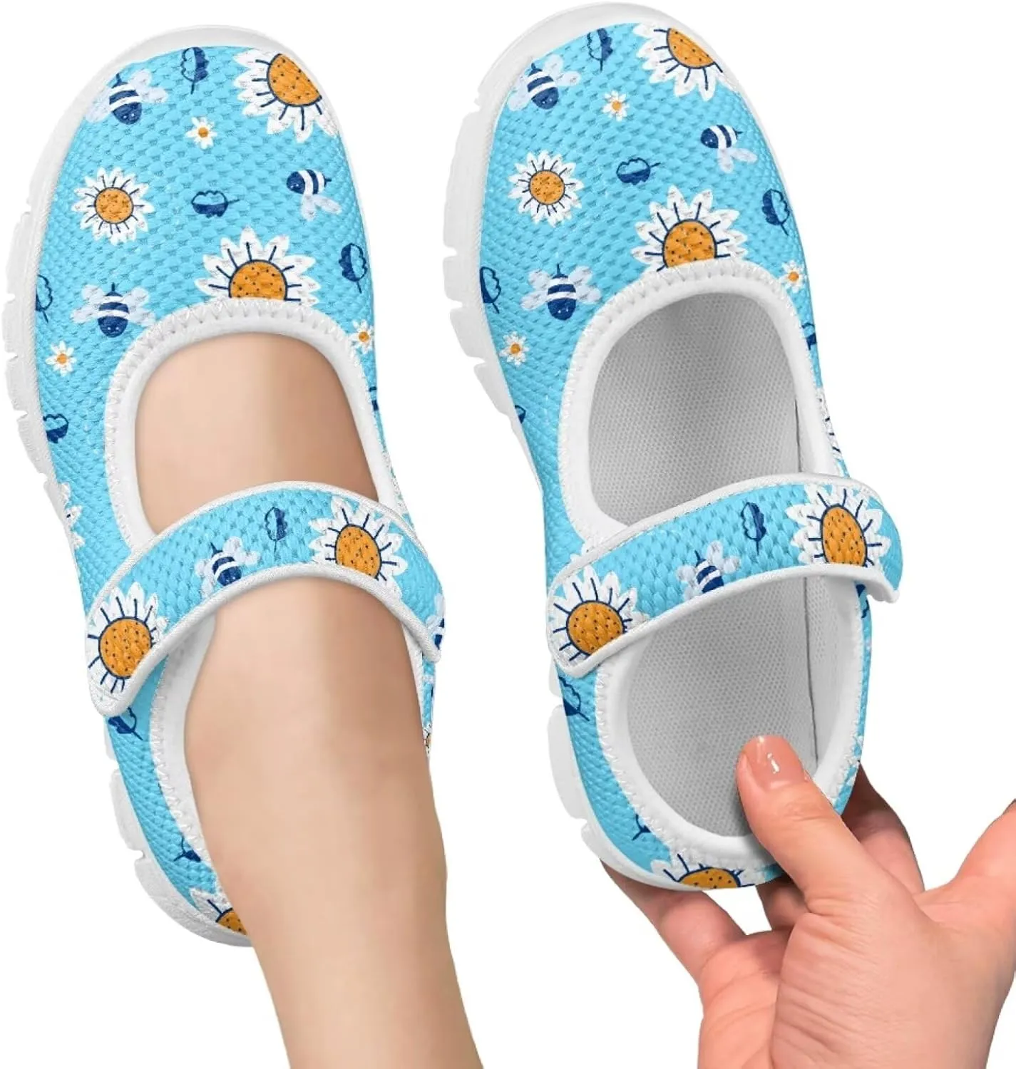 JoyLamoria Toddler Girls Mary Jane Sneakers Cute Cactus Print Sneakers for Kids Slip on Barefoot Shoes Ballet Dress Shoes