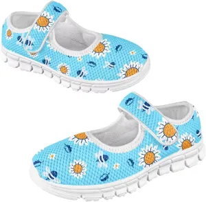 JoyLamoria Toddler Girls Mary Jane Sneakers Cute Cactus Print Sneakers for Kids Slip on Barefoot Shoes Ballet Dress Shoes