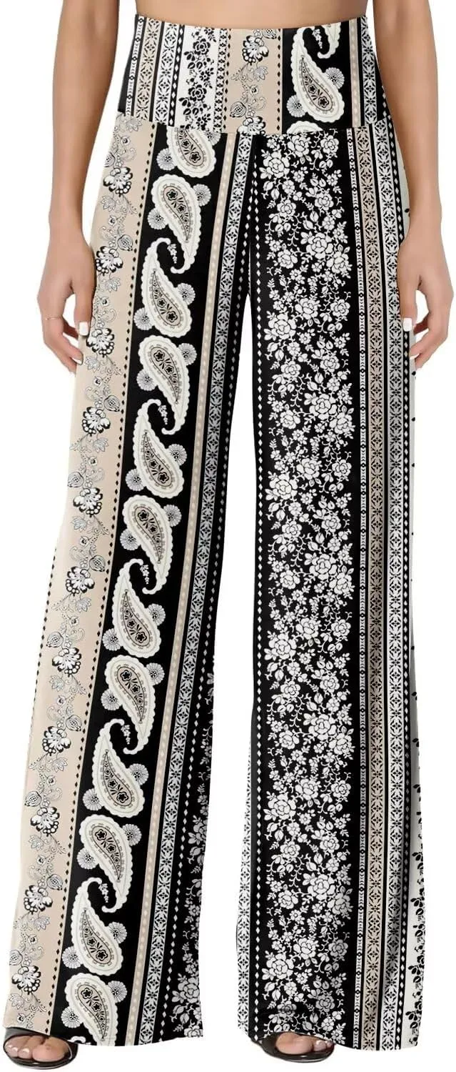 JZC Women's Palazzo Lounge Pants Stretchy Wide Leg Casual Pants Comfy High Waist Flowy Pants S-3XL